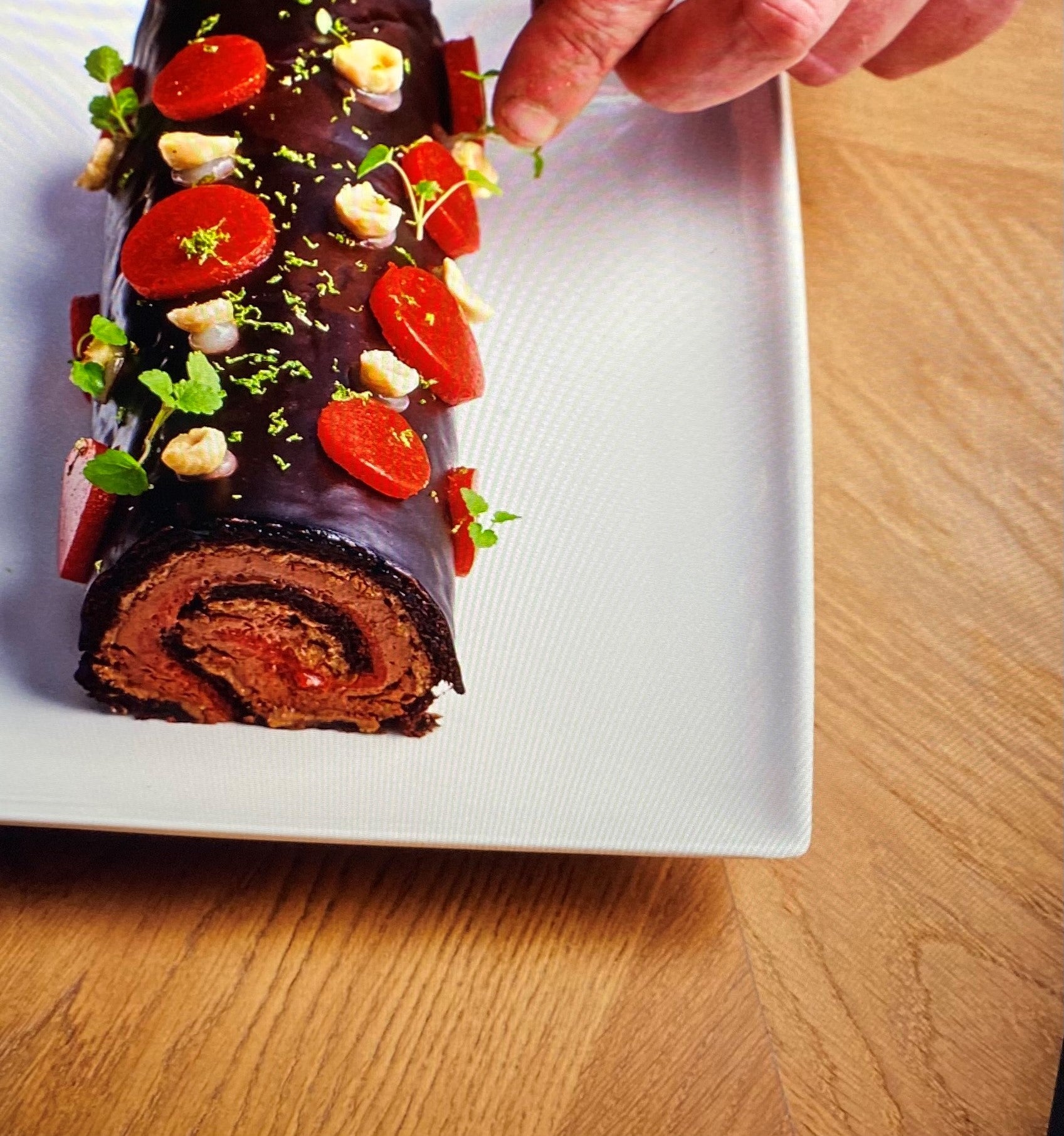 Chocolate and piquillo log